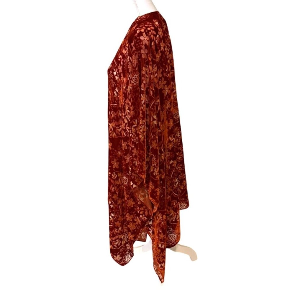 Torrid Womens Velvet Burnout Ruana Rust One Size Kimono Top OS - Picture 6 of 10